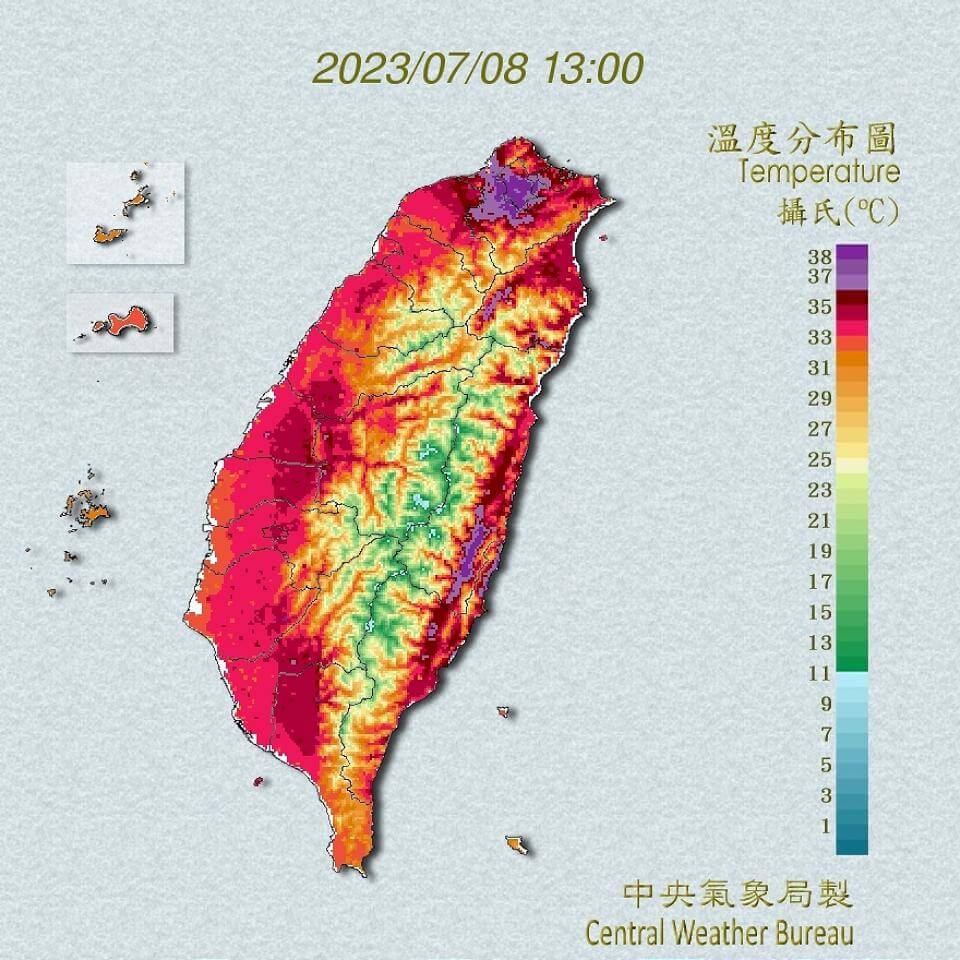 全台高溫宛如烤紅番薯 北北基飆破攝氏38度